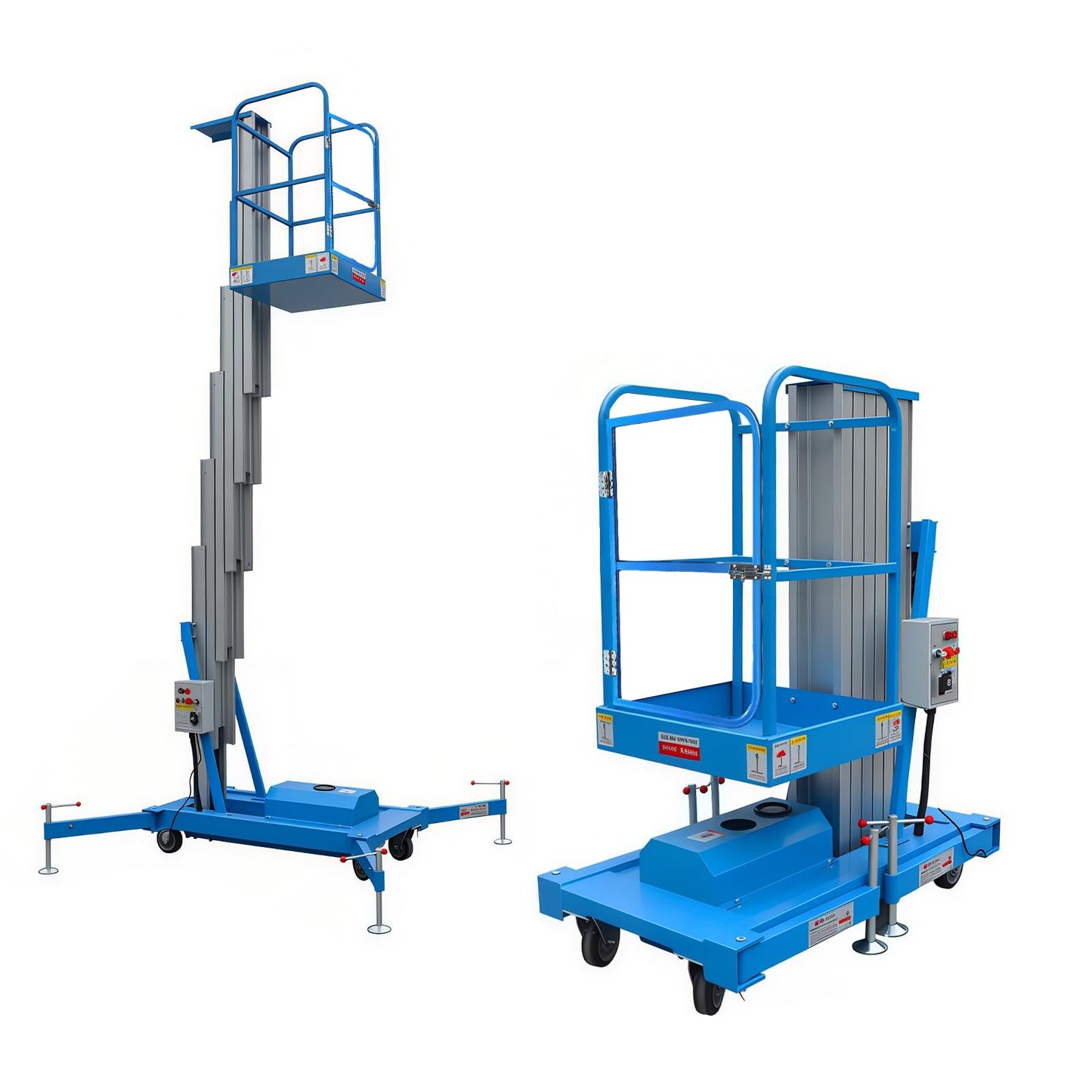 Electric Hydraulic Man Lift Aluminum Alloy Mobile Scaffolding Platform, 19.7ft Max Lifting Height, 275lbs/125kg Rated Load for Warehouse, Construction & Maintenance (Single Support, 19.7FT/6m)