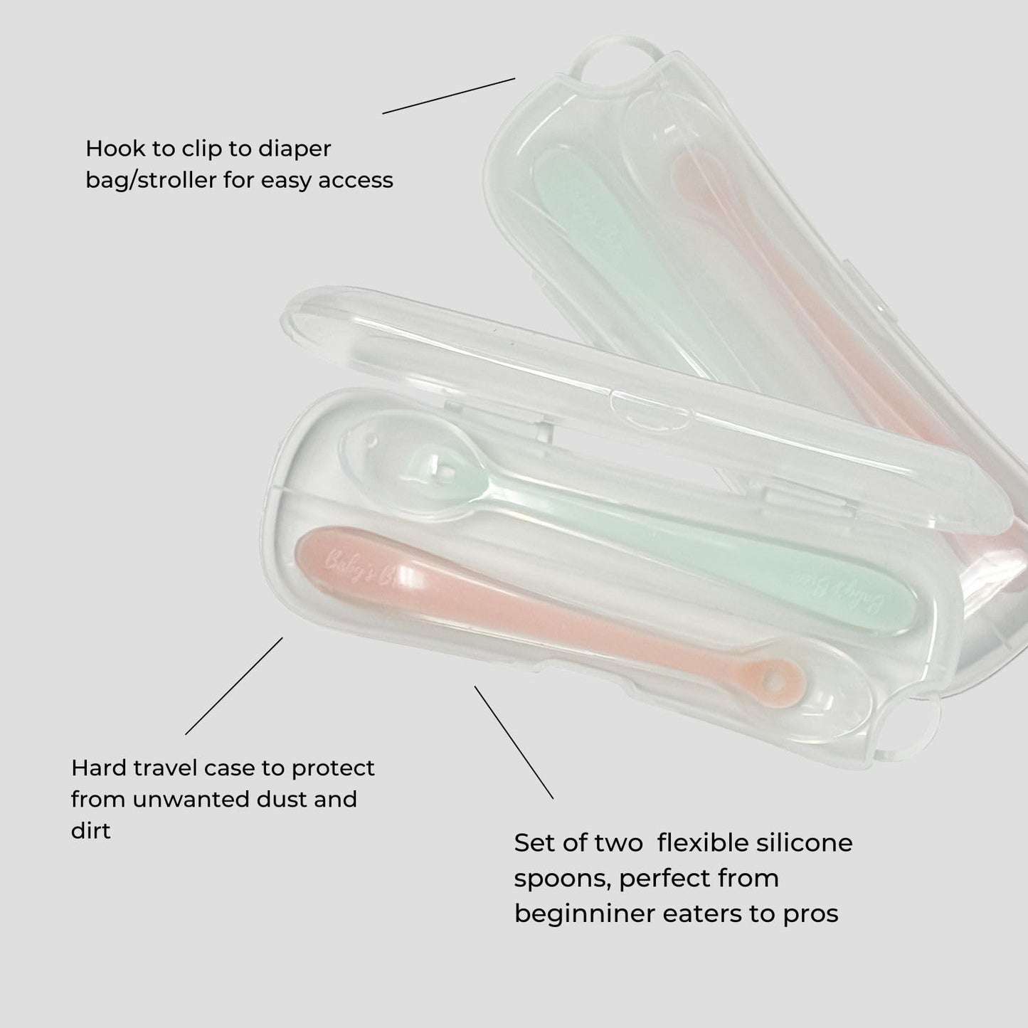 Baby's Brew Flexi Spoons + Travel Case - Silicone Baby Spoons (6.25, 2, Units)