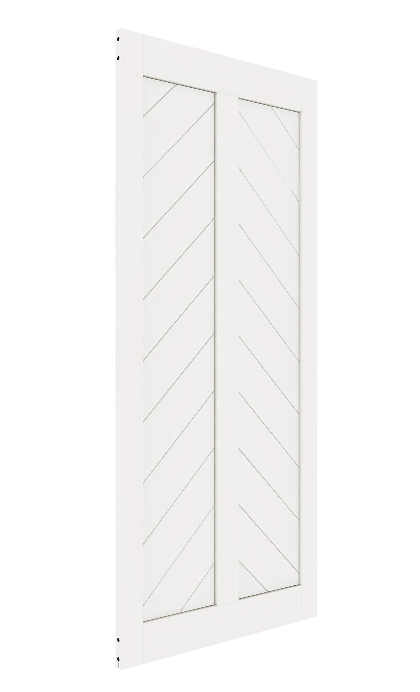 DIYHD 30X80in Fish Bone V Shape Sliding Barn Slab MDF Solid Core Primed Interior Door Panel(Disassembled)