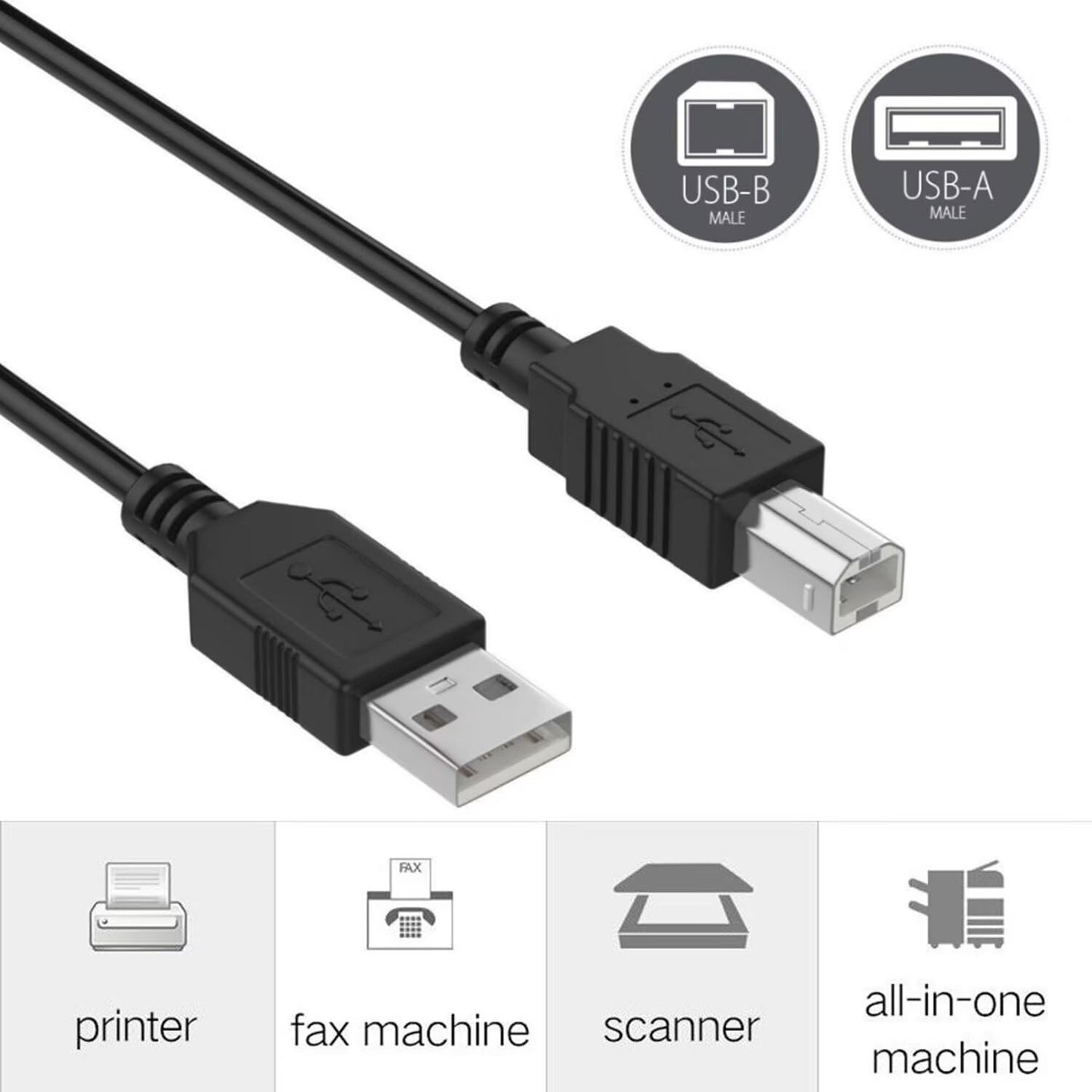 MDCGPower 6ft 2.0 ET-2750 ET-2760 ET-3700 ET-3760 USB Printer Cable Cord Compatible with Epson EcoTank