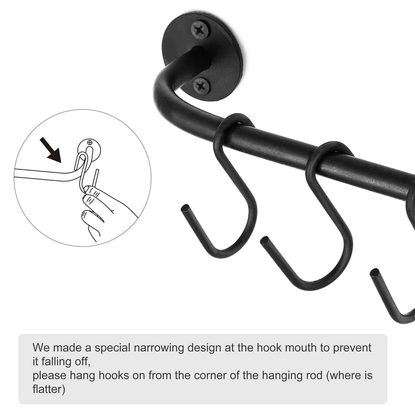 Mkono Mug Holder Wall Mounted Coffee Cup Rack Hanger Modern Metal with 5 Mug Hooks Rustic Utensil Tea Cups Storage Organizer for Kitchen Dining Room Coffee Bar,Black