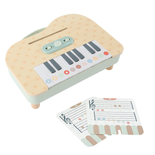 FReniland Wooden Baby Piano, 18 Keys Digital Toddler Piano, Musical Educational Instrument Toy with Music Scores for Boys Girls Ages 2+