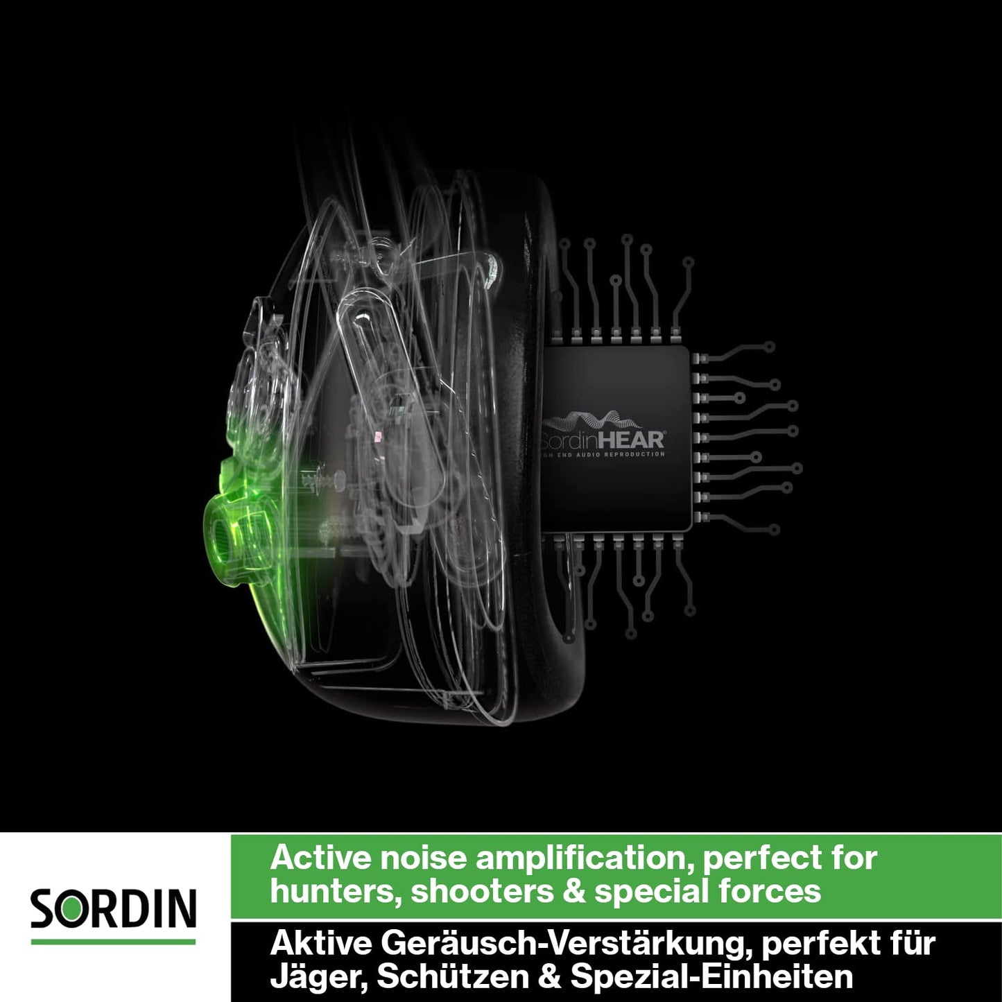 Sordin Pro-X Ear Muffs - 75302-X/L-02-G-S - Active and Electronic Ear Defenders w/Leather Headband - Gel Pads - Black