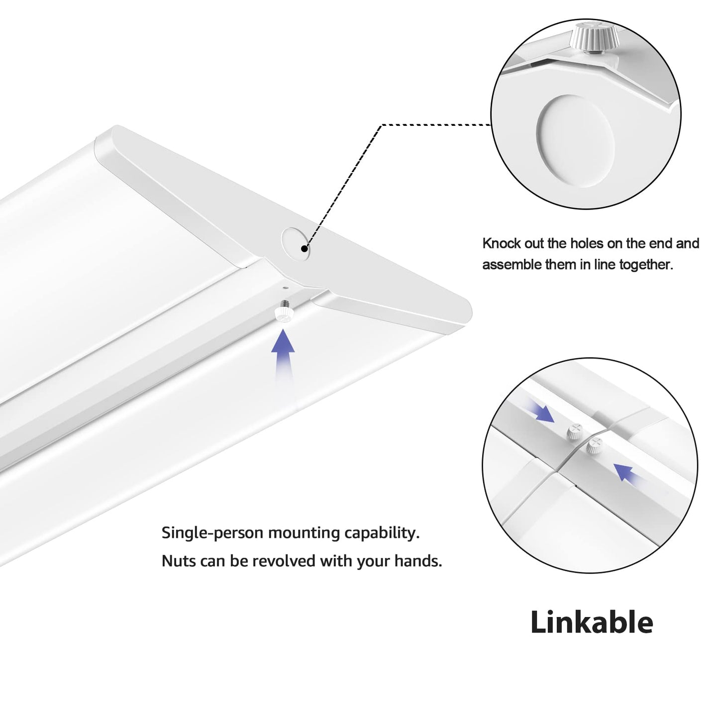 ANTLUX 72W 4FT LED Wraparound Light, Ultra Slim LED Shop Garage Lights Flush Mount, 8000 Lumens, 4000K, No Glare, 4 Foot Wrap Office Ceiling Lighting Fixture, Fluorescent Tube Replacement, 4 Pack