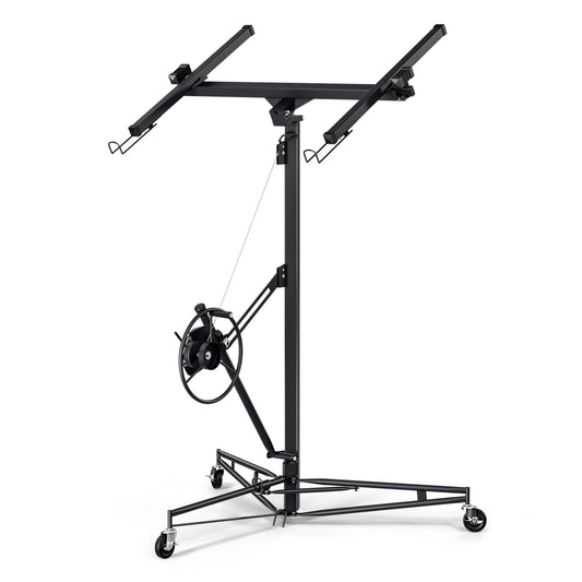 11 ft Drywall Lift,Drywall Rolling Lifter Panel,150 LBS Heavy Duty Sheetrock Lift Drywall Lift,Drywall Lift Panel Hoist Jack with 360° Adjustable Telescopic Arm & 3 Lockable Wheels (11 ft Black)