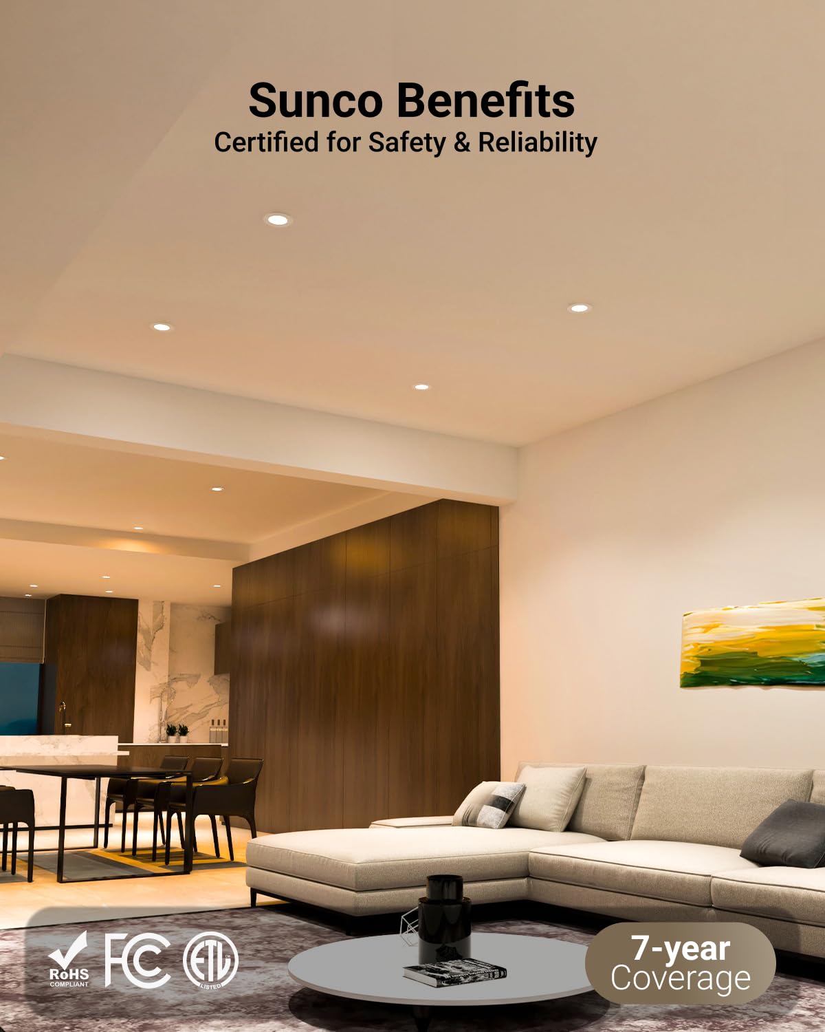 Sunco 24 Pack 4 Inch Ultra Thin LED Recessed Ceiling Lights Slim, 6000K Daylight Deluxe, Dimmable 10W, Canless Wafer Thin with Junction Box.