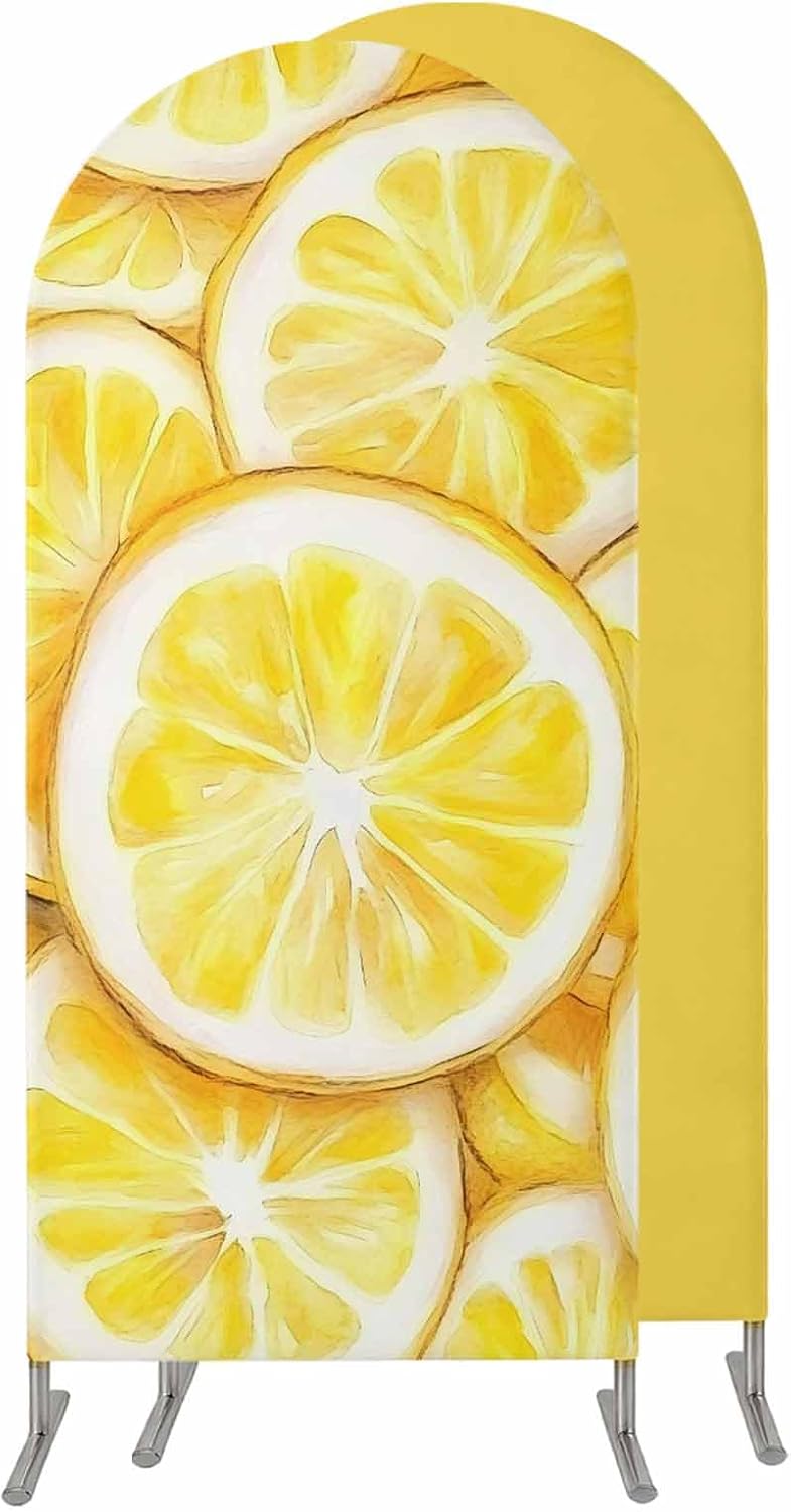 Jnbasdffb Summer 6.6 Lemon Wedding Arch Cover, Stretchy Spandex Arch Backdrop Stand Covers FT, Modern Oil Painting