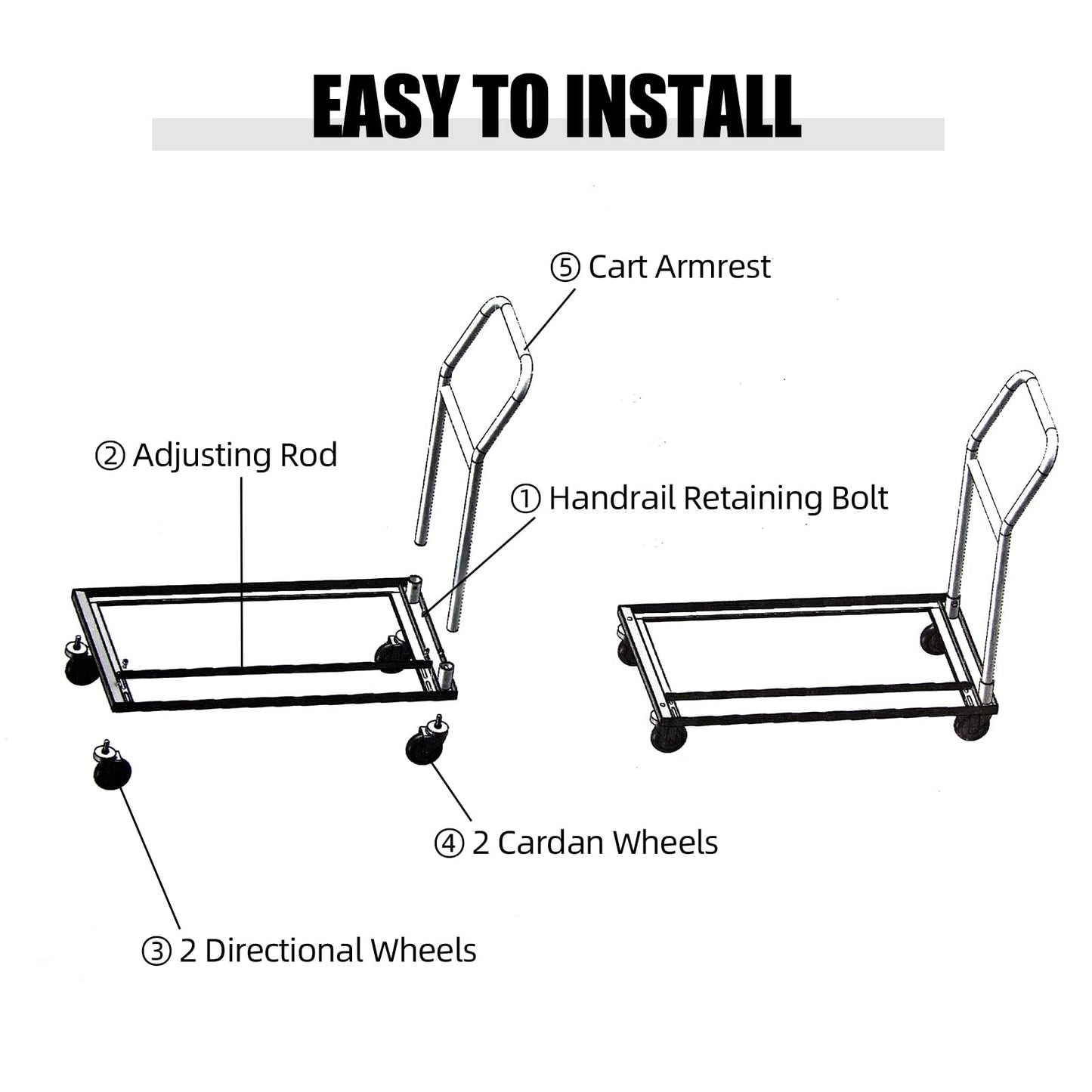 Multi-Function Folding Chair Cart Commercial Grade Steel Frame Storage and Transport Dollies for Plastic Resin and Wood Folding Chairs,37.8 X 21 X 36''