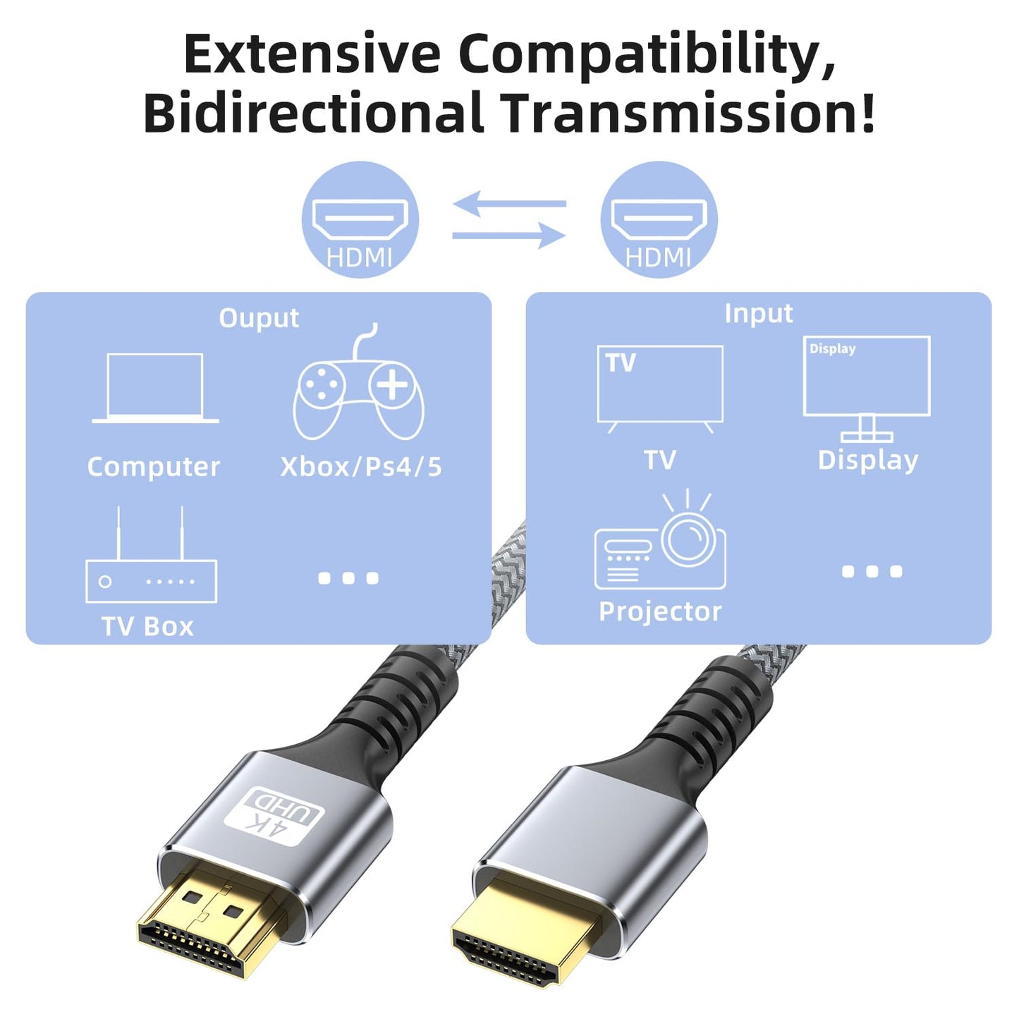 looyotul 4k 40ft 2.0 4K@60HZ 3D PS4/PS5 Hdmi Cable Ultra High Speed HDMI Cable ARC Gold Plated Connector Ethernet Audio