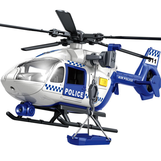 Police Toys Helicopter 15-in Airplane Toys for Kids with Hanging Basket Sounds and Lights for Boys Ages 3 4 5 6 7