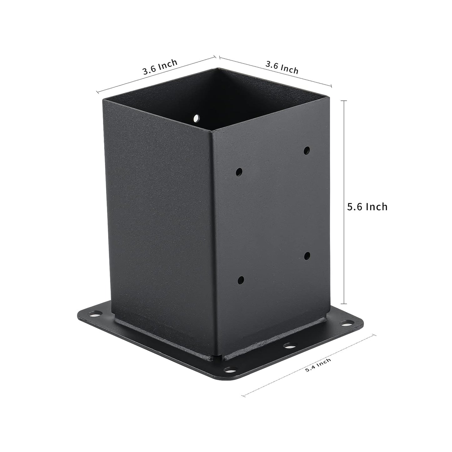 AXWHYS 4x4 Post Base 4 Pcs, (Inner Size 3.6x3.6) Post Anchors, 13GA Thick Solid Steel & Black Powder Coated,Deck Post Brackets Support Deck Base Plate Pergola Brackets Fence Kit Mailbox Mount