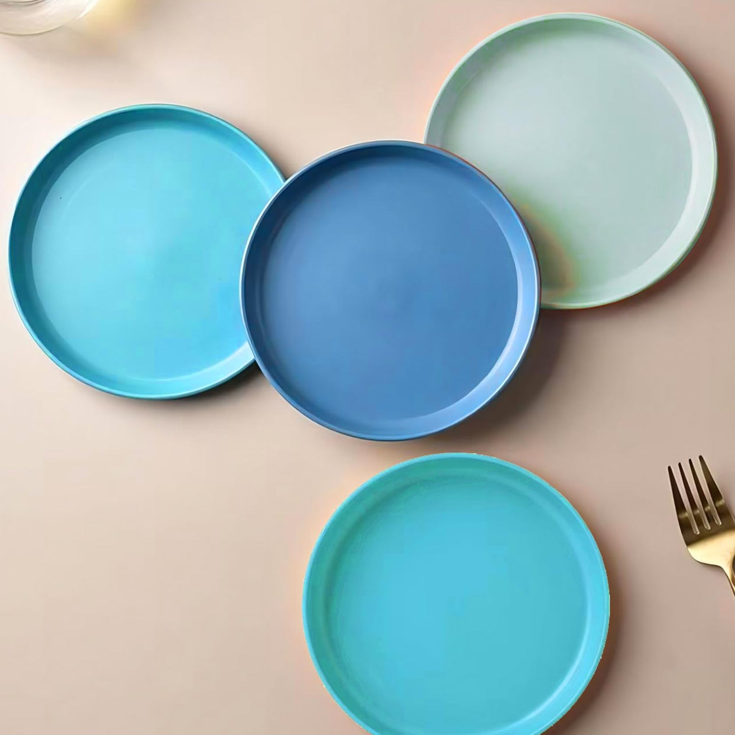 10 Inch Plastic Dinner Plates Set of 8, Wheat Straw Plates Reusable & Unbreakable, Non-Toxic Microwave Safe Plates for Camping, Daily Use, BPA-Free Dishwasher Safe Plate Set