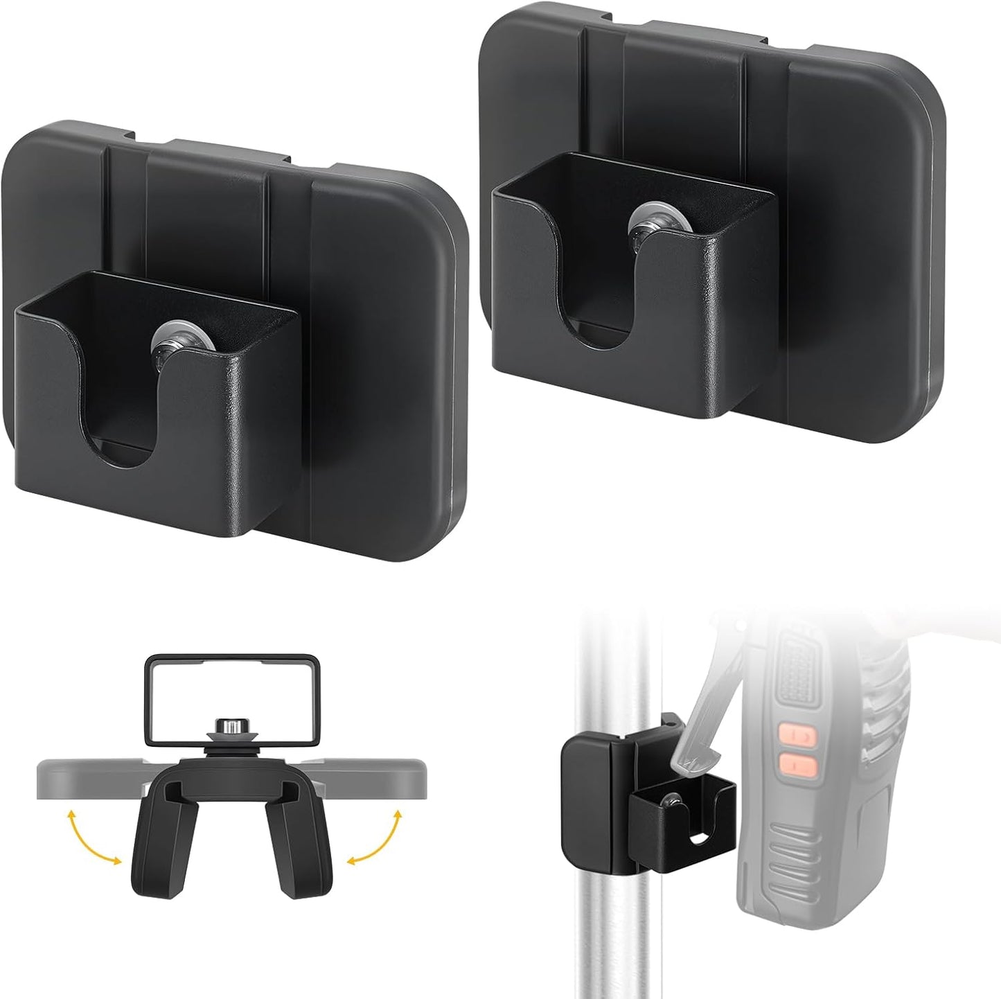 MagitcSee Handset, 2 Pack No-Drill Universal Magnetic CB Radio Mic Holder, Flexible Mount with No-Scratch Rubber Magnet