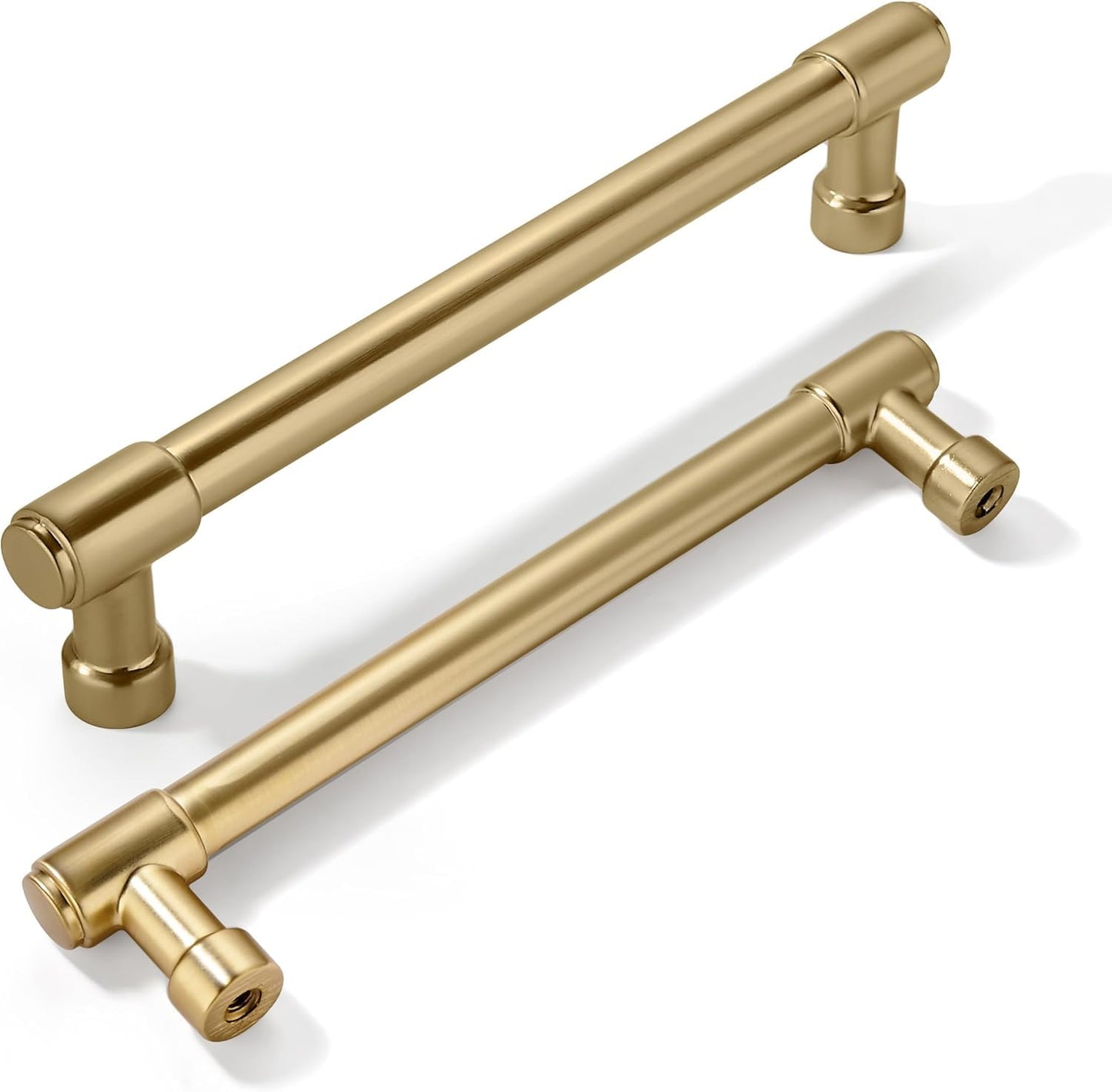 khtumeware 10 Pack Brushed Brass Cabinet Pulls 5 Inch(128MM) Hole Centers Kitchen Brushed Gold Cabinet Handles Cabinet Hardware Kitchen Handles for Cabinets Cupboard Handles Drawer Pulls