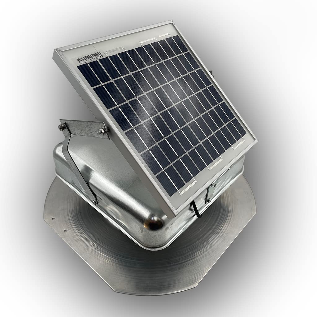 Solar Mega RoofBlaster 2.0 with Galvanized Vent (Adjustable Solar Panel Mount) | Solar Attic Vent | Solar Roof Vent | Solar Roof Attic Fan | New & Improved Design