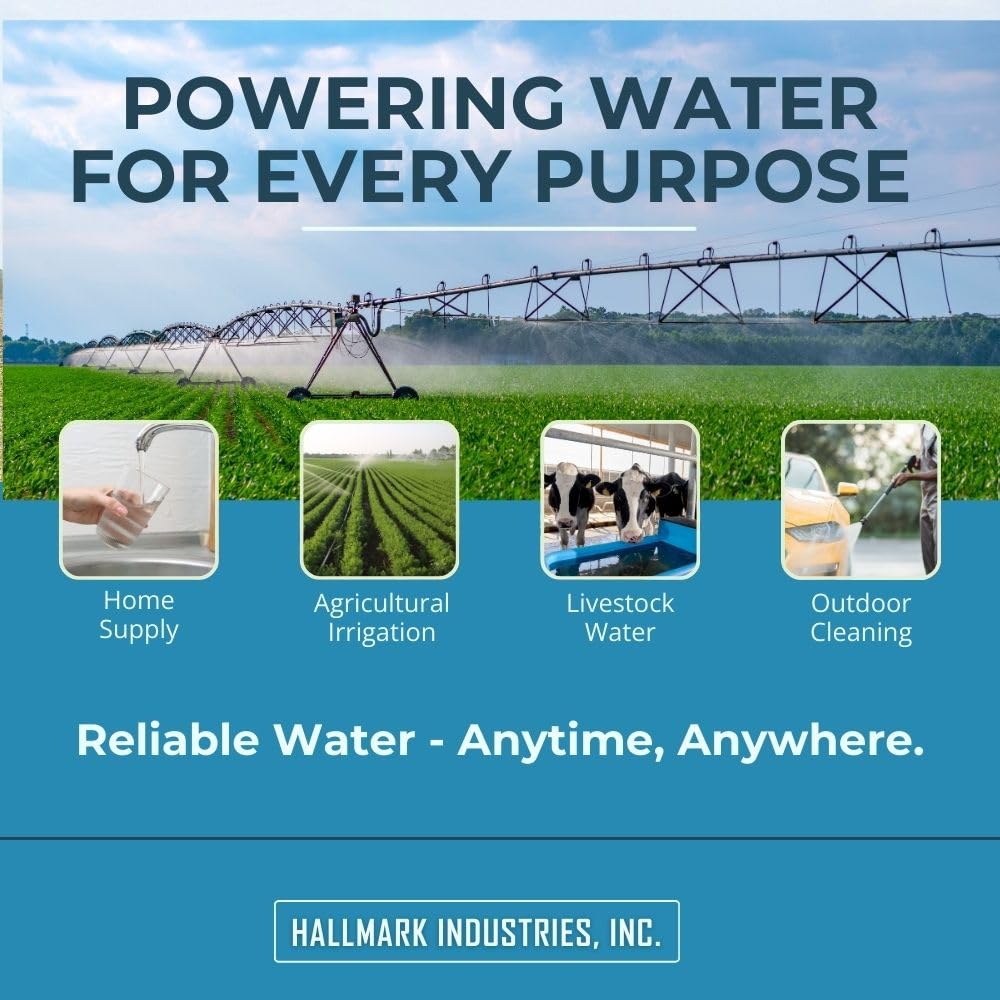 Hallmark Industries MA0343X-4A Deep Well Submersible Pump, 1/2 hp, 230V, 60 Hz, 25 GPM, 150' Head, Stainless Steel, 4"