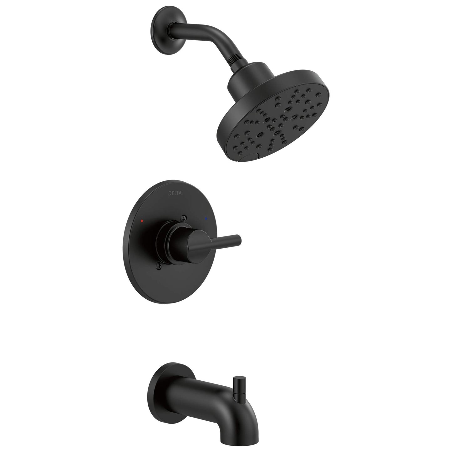 Delta Nicoli 14 Series H2Okinetic Bathtub and Shower Faucet Set, Matte Black Shower Head and Handle Set, Valve Trim Kit, Matte Black 144749-BL (Valve Included)