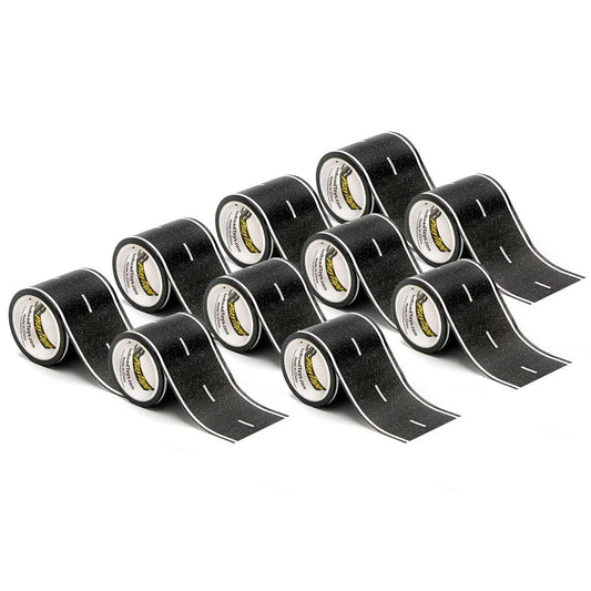 PlayTape Road Tape for Toy Cars - No Residue, Great Travel Toy; 10-Pack of 30 ft. x 2 in. Asphalt Road