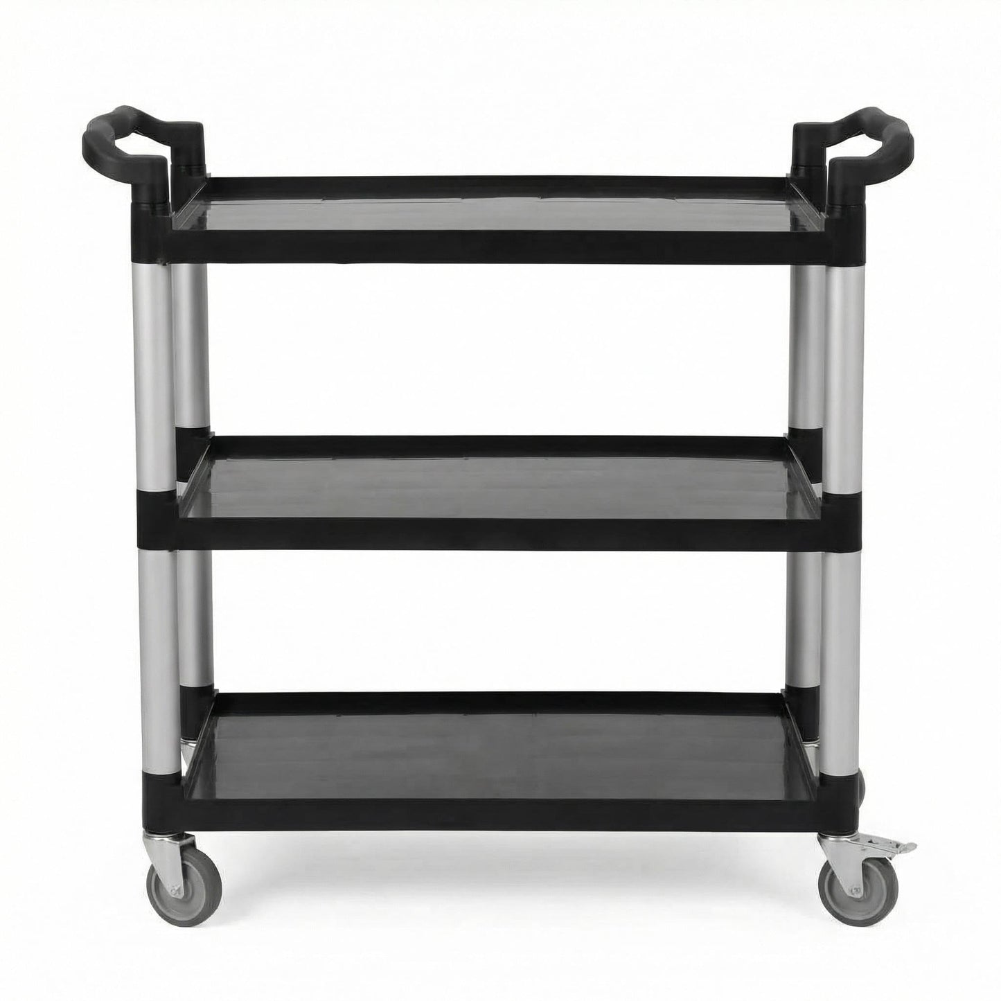 3-Tier Utility Cart, Heavy Duty 500 Lbs Capacity Service Cart with Lockable 360° Swivel Wheels – Multipurpose Storage Cart for Kitchen, Warehouse, Restaurant & Home, Black