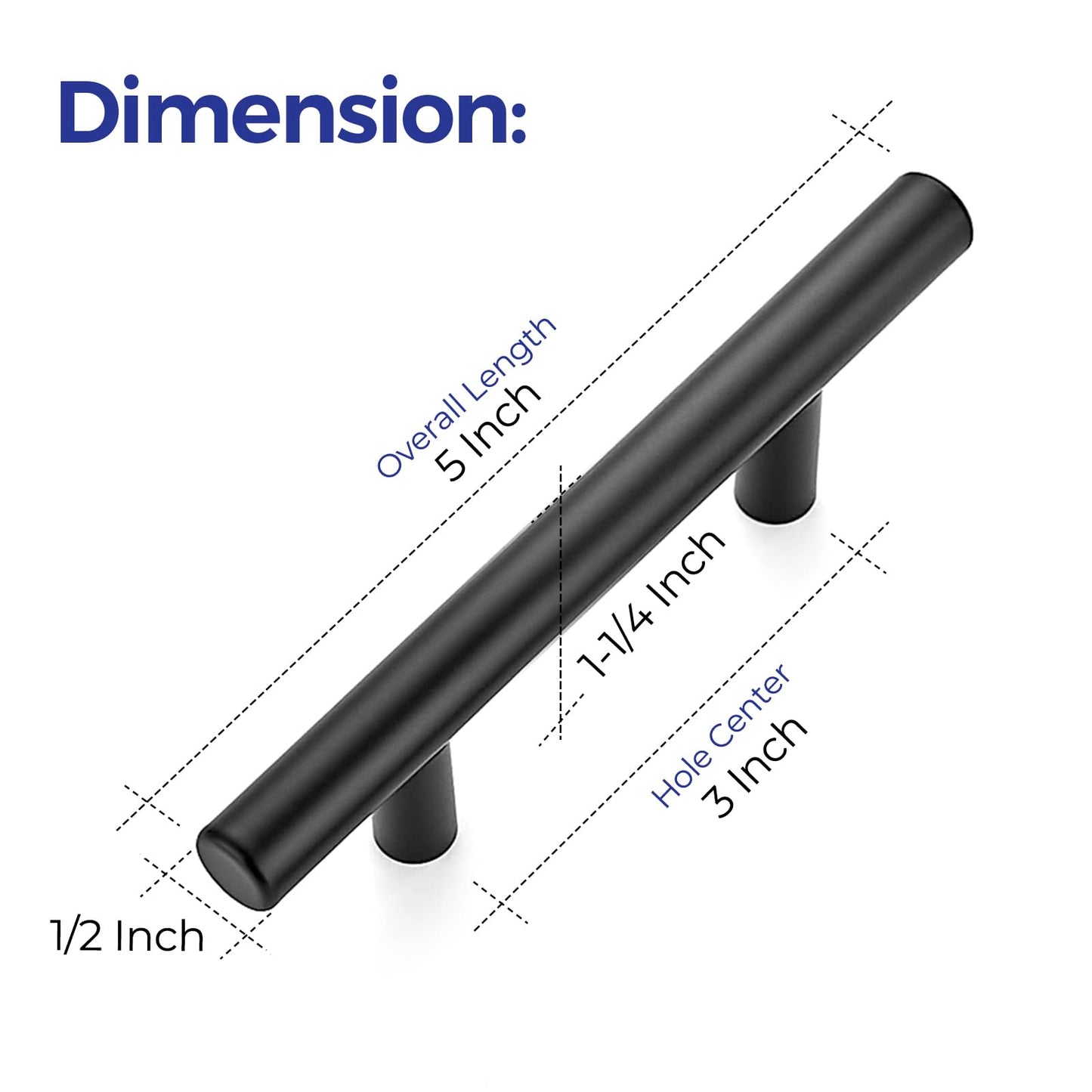 Ravinte 60 Pack | 5 Inch Cabinet Pulls Matte Black Stainless Steel Kitchen Drawer Pulls Cabinet Handles 5 Inch Length, 3 Inch Hole Center