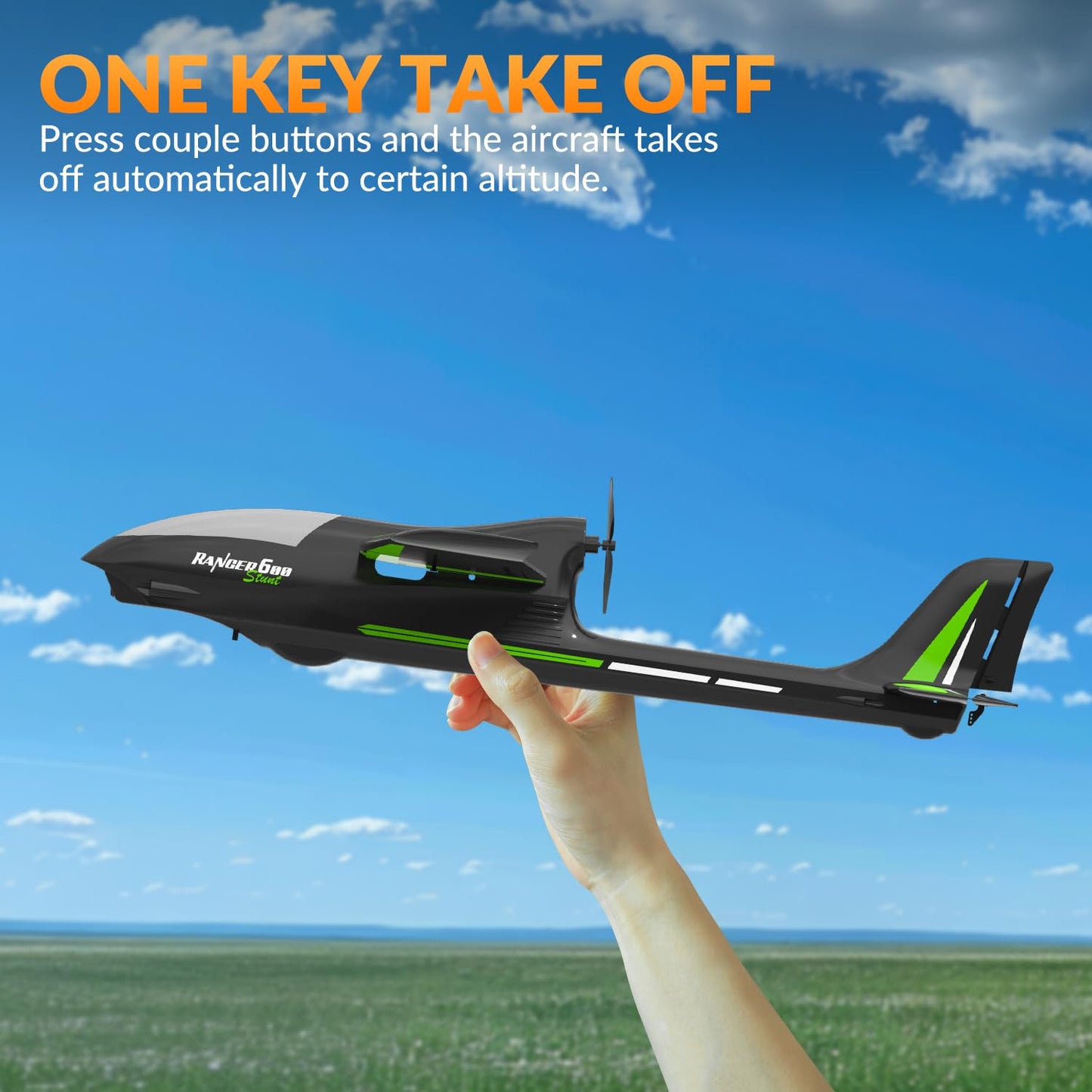 RC Plane with Aileron RTF 4 Channel Remote Control Airplane Ready to Fly Ranger600 Stunt 4CH Glider RC Airplane for Beginners Adults with 6-Gyro Xpilot Stabilization System & One Key Aerobatic