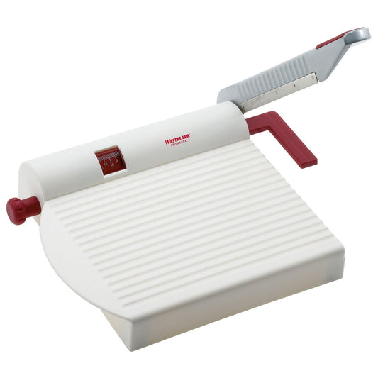 Westmark Adjustable Cheese Slicer with Board & Stainless Steel Sharp Blade, German Cheese Cutter with Precise Thickness Control, Multipurpose Food & Cheese Slicer, Effortless Slicing, White