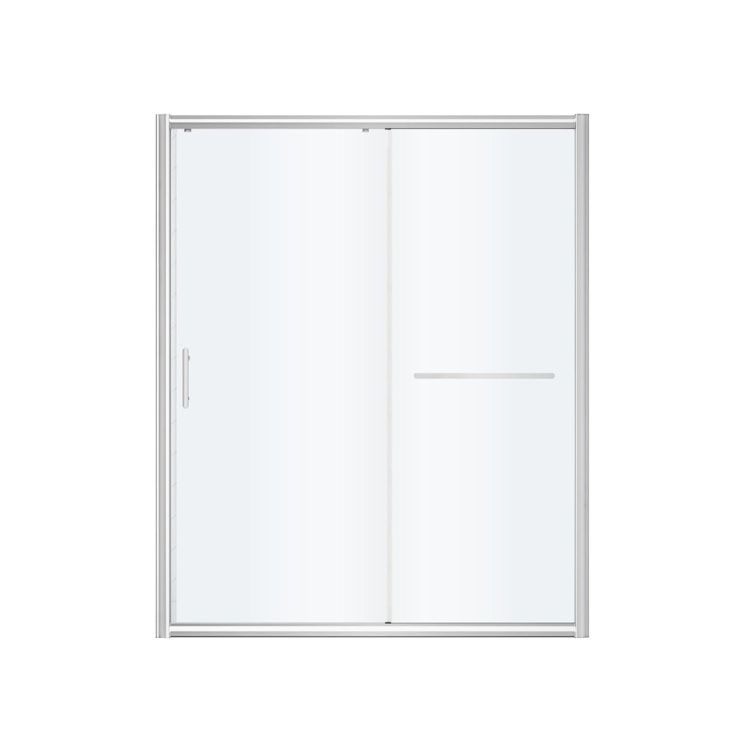 FELYL Frosted Sliding Shower Door 43-48" W x 72" H, Chrome Finish, Single Sliding Door, Framed, 1/4" (6mm) SGCC Tempered Glass, Reversible Installation