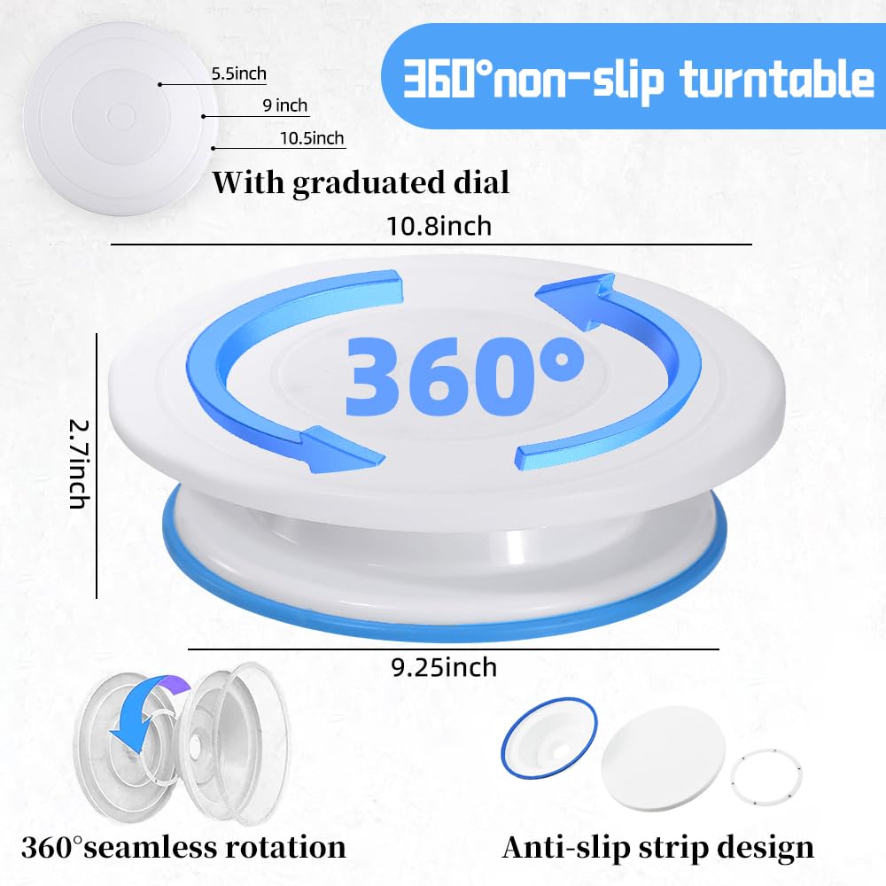79PCS Cake Decorating Kit with Revolving Cake stand Turntable,Piping Bags and Tips Set for Cake Decorating,Cake Baking Supplies for Beginners Cake Tools Set with Icing Scrapers Spatulas