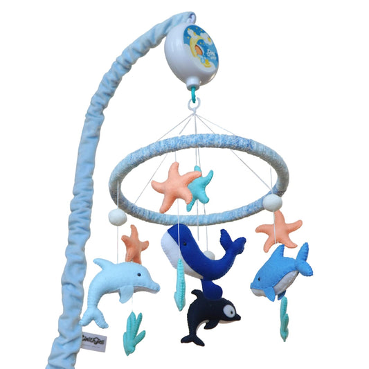 Ocean Baby Mobile for Crib - Sea Creatures Crib Mobile for Boys & Girls - Rotating Musical Baby Boy Mobile with 12 Lullabies - Under The Sea Nursery Decor Gift