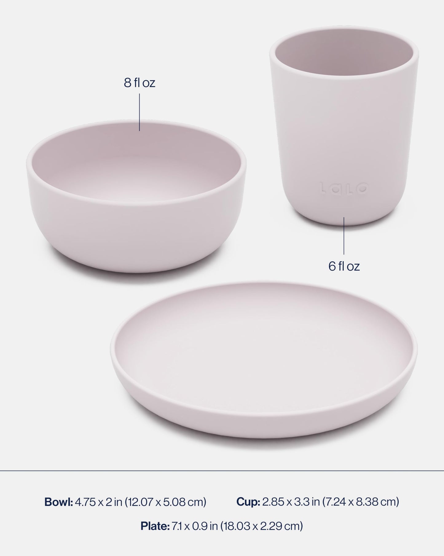 Lalo Big Bites Kids Dinnerware Starter Set - Dishwasher Safe, BPA Free, Kids Tableware Set - Includes Stackable Bowl, Plate, Utensils & Cup - 5 Pieces - Lavender