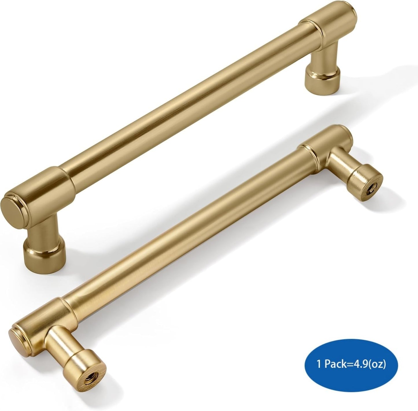 khtumeware 10 Pack Brushed Brass Cabinet Pulls 5 Inch(128MM) Hole Centers Kitchen Brushed Gold Cabinet Handles Cabinet Hardware Kitchen Handles for Cabinets Cupboard Handles Drawer Pulls