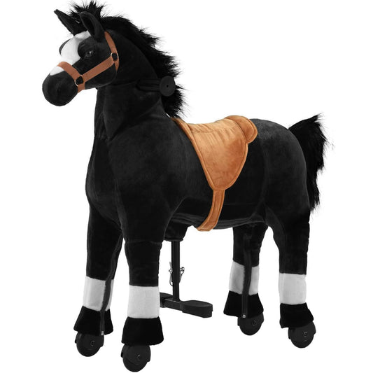 Pipleo Ride on Horse for Kids, (42.5'' Height) Horse Ride on Toy, Riding Horse Rider Mechanical Walking Action Plush Animal for 6 Years Old to Adult, No Battery or Electricity, Max Load 187 LBS - BK