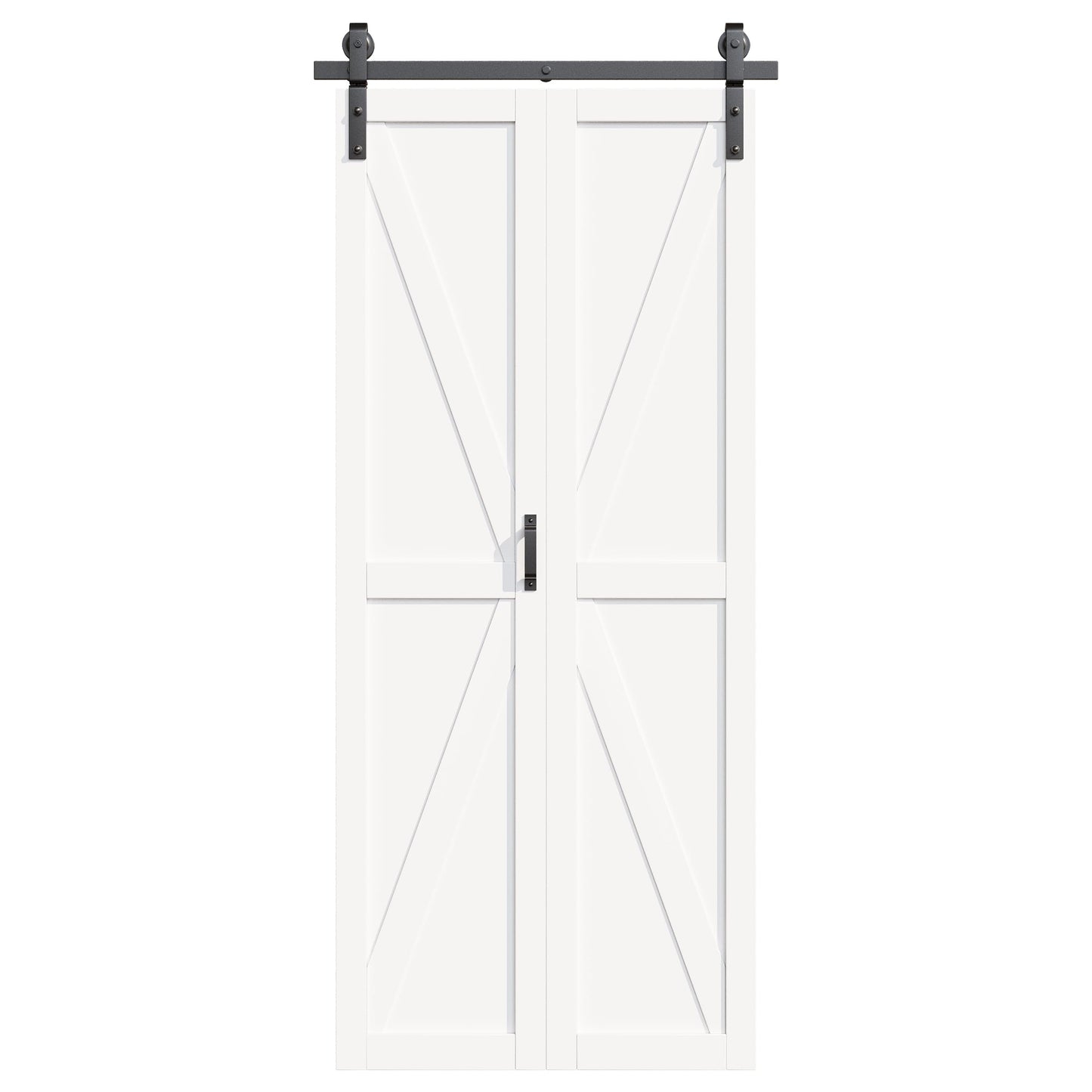 Bifold Barn Door - Pre-Assembled Panels with Sliding Hardware Kit Set, Solid Core Bifold Sliding Barn Doors, Water-Resistant Pre-Finished Bi Fold Barn Door, Easy Assembly, K-Shape, 25" x 84"