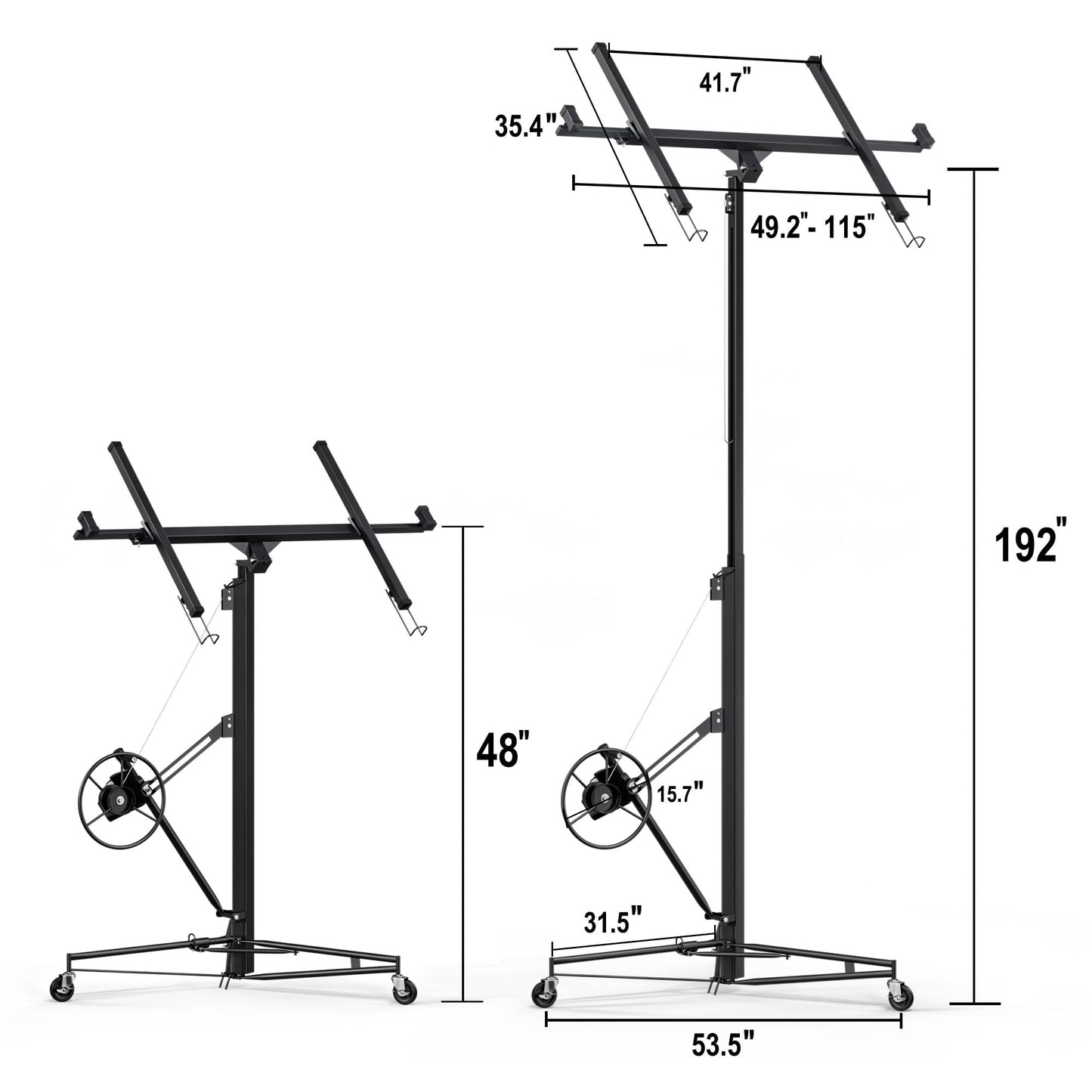 Drywall Lift 16 ft,Drywall Rolling Lifter Panel,150LBS Heavy Duty Sheetrock Lift,Drywall Lifter Panel Hoist Jack With 360° Adjustable Telescopic Arm & 3 Lockable Wheels