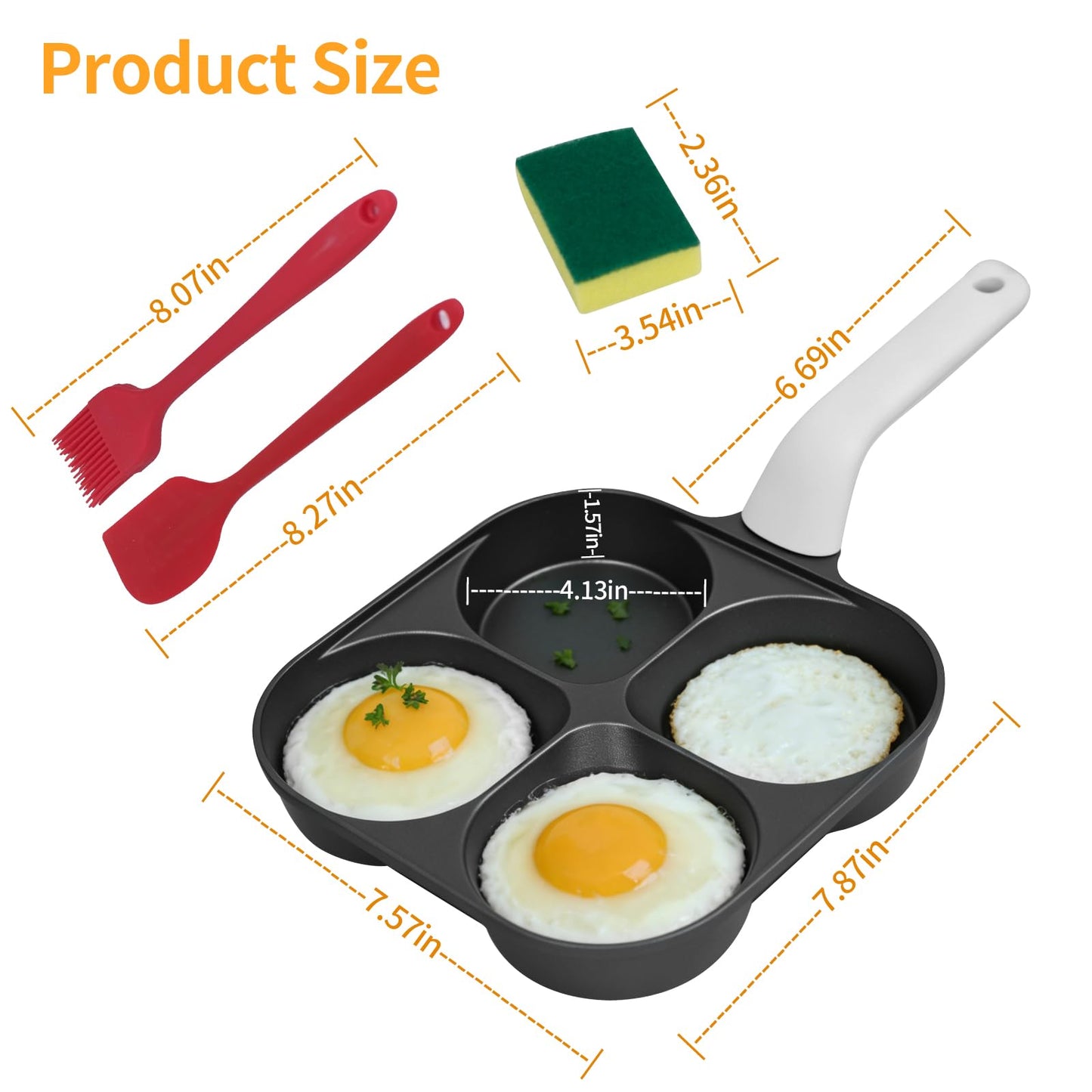Nkove 4-Cup Titanium Nonstick Egg Pan Omelette Pan，Versatile Breakfast Skillet for Eggs, Pancakes, Plett, Crepes, Suitable for Gas Stove & Induction Cookware
