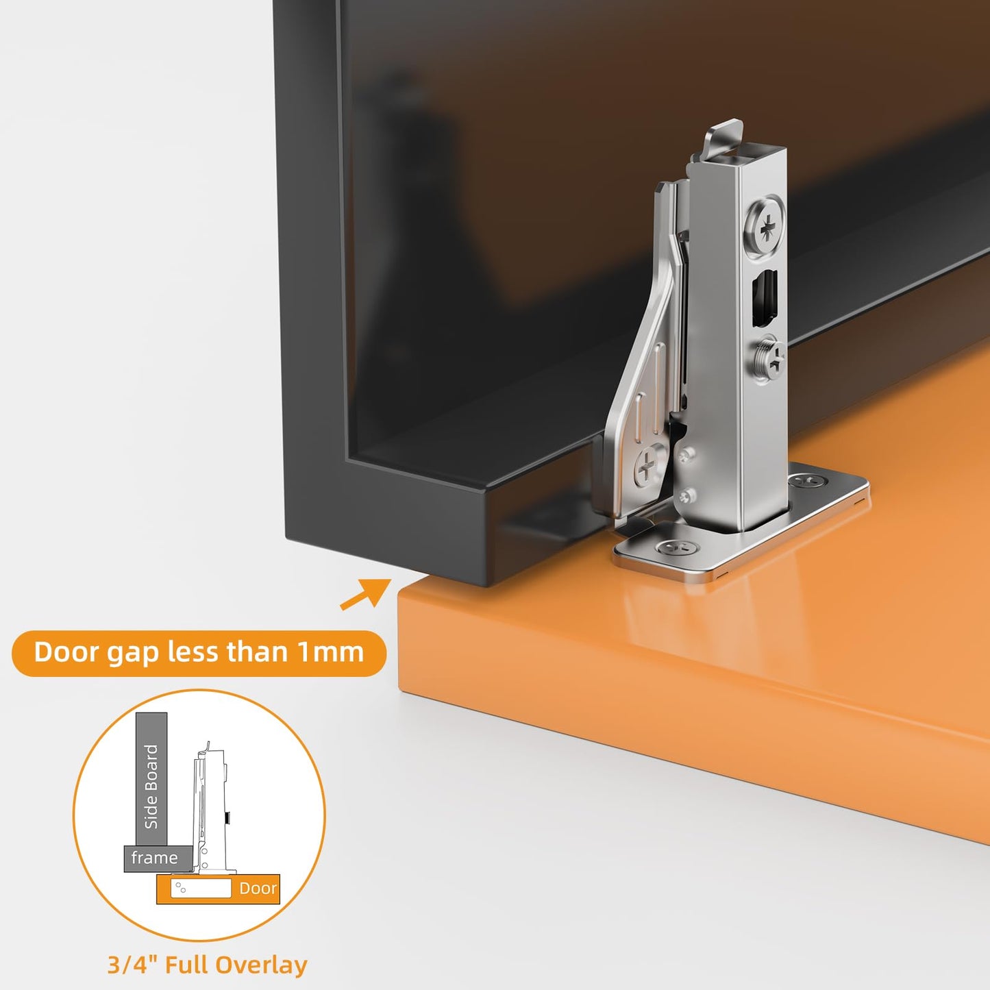 Chibery 20 Pack Full Overlay Soft Close Concealed Hinges, Small Door Gap, Clip-on Plate, Face Frame Door, Self Closing Hidden Satin Nickel 3D Hinge, 105° Open Angle Concealed Stainless Steel Hinges