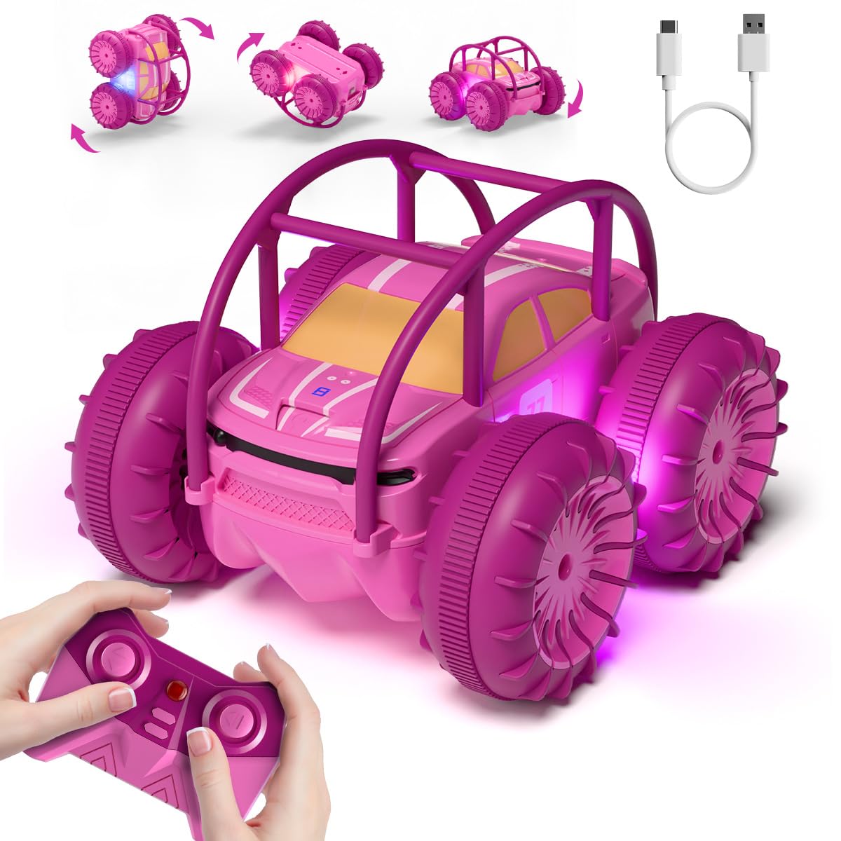 MaxTronic Amphibious Remote Control Car,Rechargeable RC Cars Toy 360° Flips Rotation Stunt Crawler 15KM/H 4WD All Terrain Outdoor Indoor Toy for Kids Boys Girls 3-12