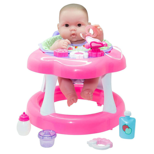 JC Toys Lots to Love Babies 14"" Doll and Walker | Wheeled Walker Gift Set and Accessories | Posable & Waterproof | Ages 2+" (16198), Pink