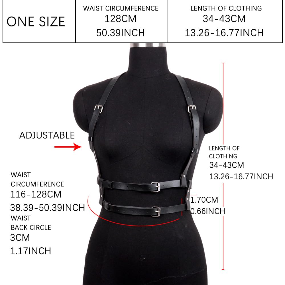 Dicosky Adjustable Men's Bondage Harness,PU Leather Chest Strap Suspenders for BDSM,SM Fetish,Gothic Stage Performance,Punk Clubwear&Gay Cosplay Costume Valentine's Day