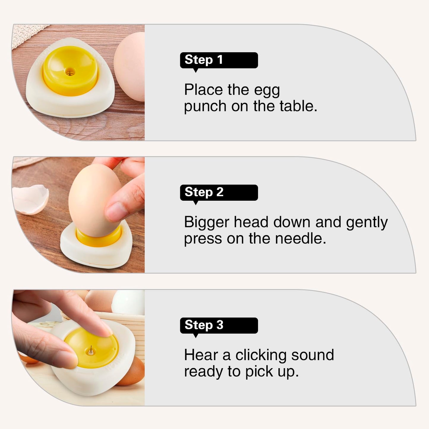 Egg Piercers for Raw Eggs, Egg Hole Poker Egg Separator Tools for Kitchen Gadgets for Hard Boiled Eggs Simple Egg Punchers Piercer with Retractable and Sharp Pin 3 Pack, Yellow