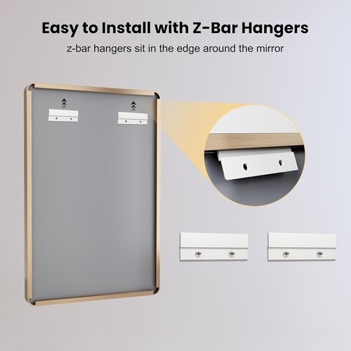 LOAAO Gold Bathroom Mirror - 40”X36” Rounded Rectangle Design | Anti-Rust Tempered Glass, Wall-Mounted