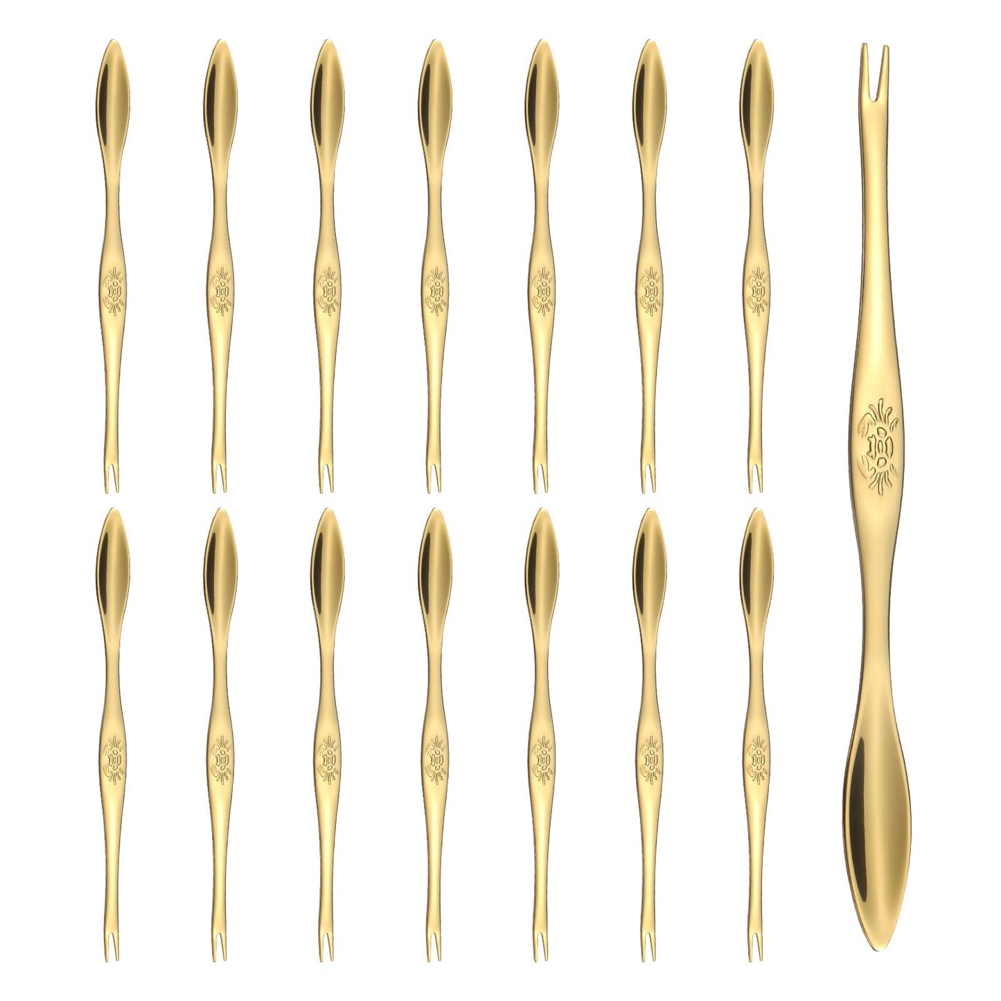 uxcell 15 Pcs Stainless Steel Crab Forks 6.5 Inch Seafood Forks Crab Legs Cracker Utensils Seafood Picks Tools for Lobster, Crab, Crawfish, Prawns and Shrimp Seafood (Gold)