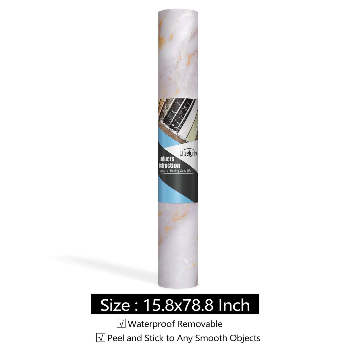 Livelynine Gold Marble Contact Paper Peel and Stick Countertops for Kitchen Table Desk Counter Top Covers Self Adhesive Wallpaper for Bathroom Sink Removable Waterproof 15.8x78.8 Inch
