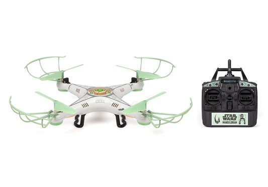 Star Wars The Mandalorian Grogu Baby Yoda RC Quadcopter Drone - 2.4GHz 4.5CH Remote Control Flying Drone with Flip Stunt Modes, Built-In Gyro and USB Charging - Kids 6+