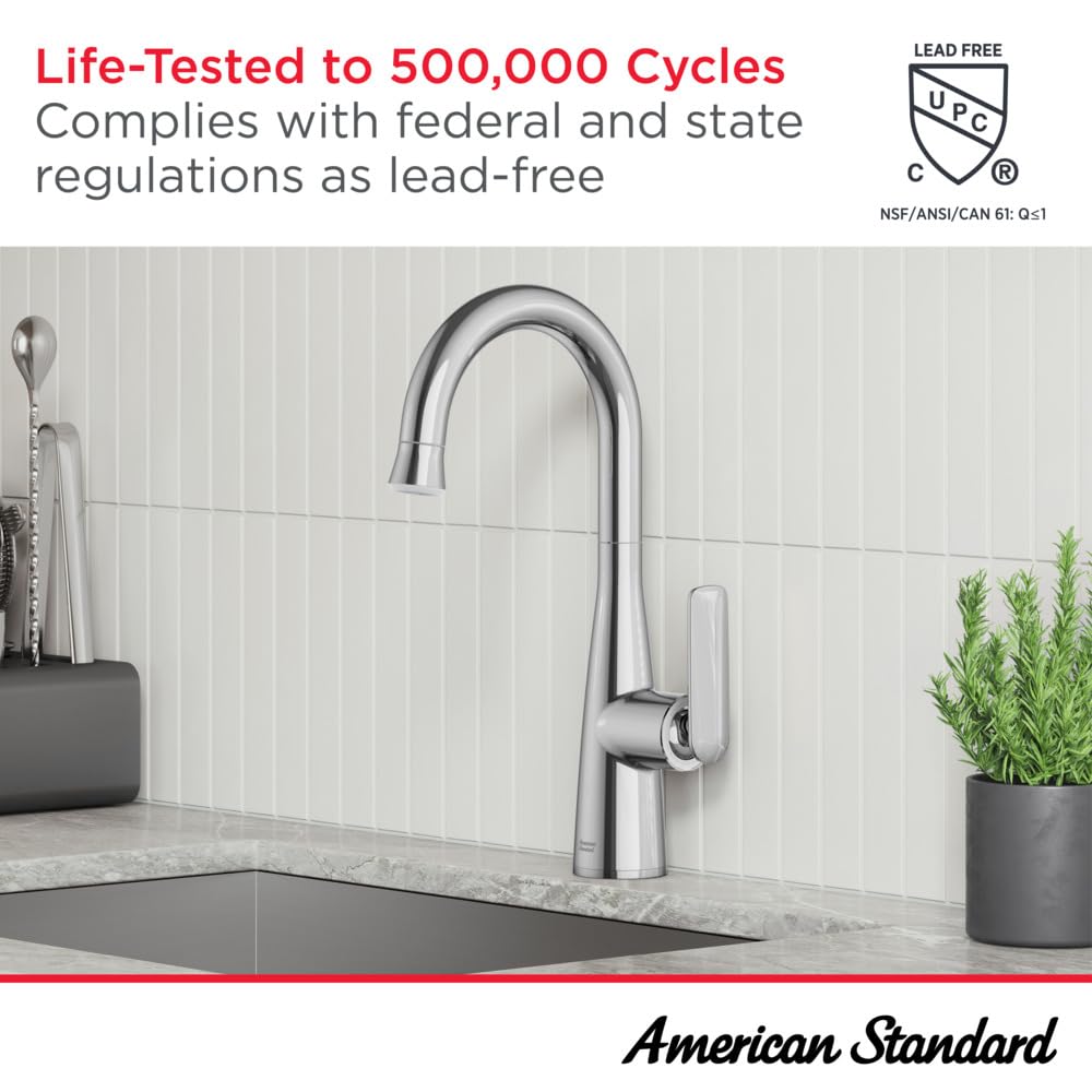 American Standard 104827DC00 Aspirations Pull-Down Bar Sink Faucet, 1.8 GPM, Stainless Steel
