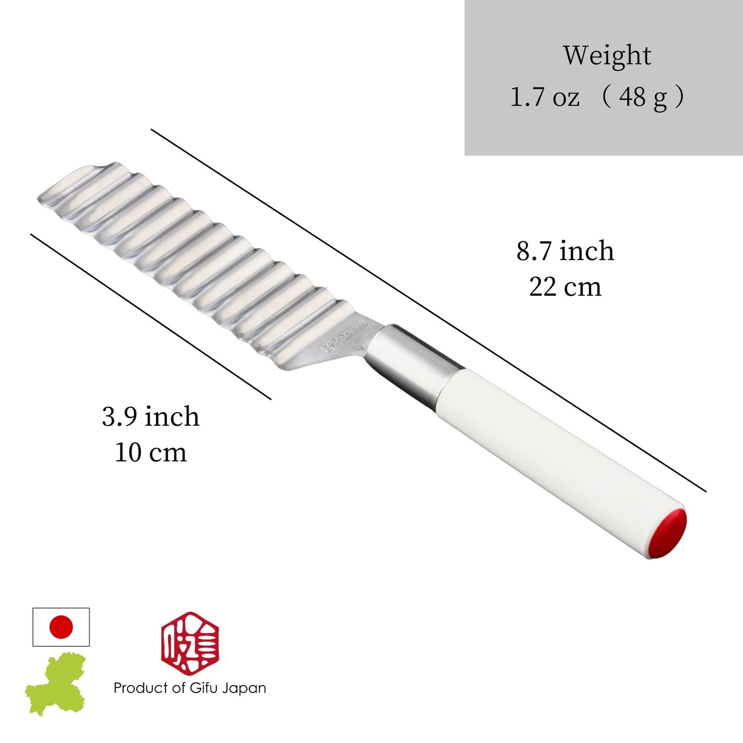 Seki Japan Cheese Knife, Crinkle Cut Knife, Ideal for Soft Foods Like Cheese, Boiled Eggs, and Fruits, 3.9 inches Stainless Steel