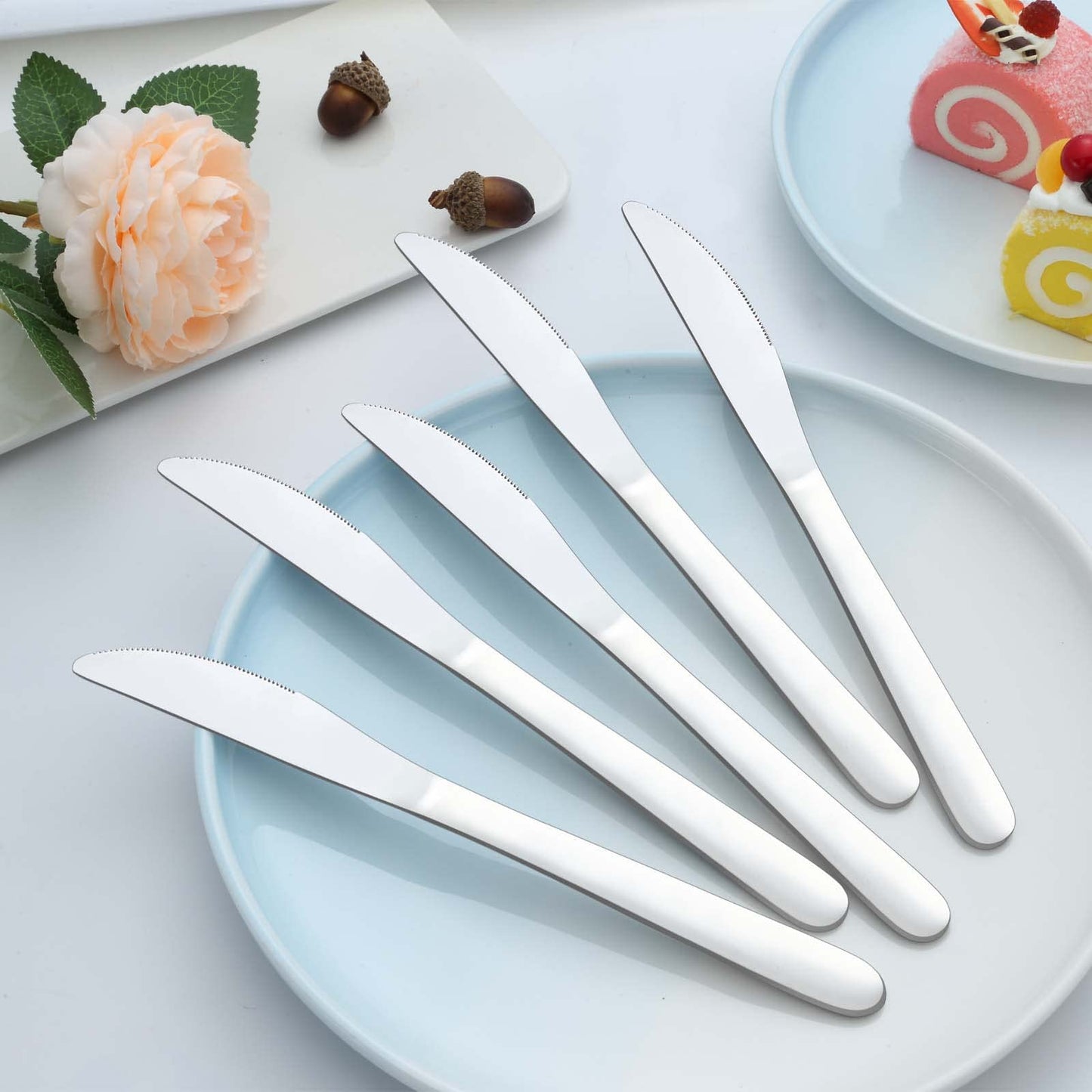 Gymdin 24 Pieces Knives Set - 9 Inches Dinner Knives, Butter Knife, Food Grade Stainless Steel Table Knife Set, Dishwasher Safe & Mirror Polished, Knife Silverware for Home/Restaurant/Kitchen