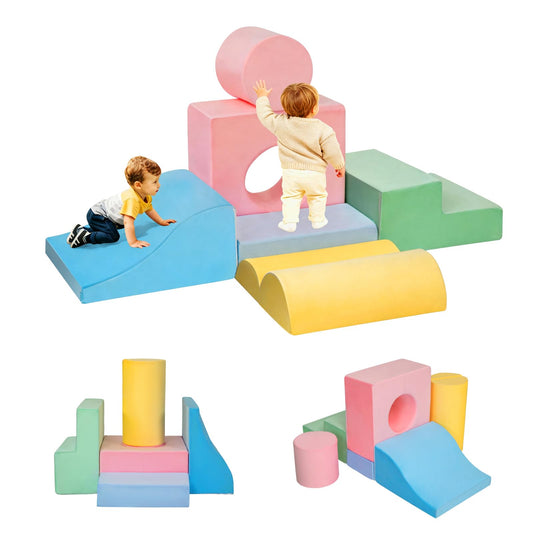 MIND&ACTION 6 Pieces Toddler Climbing Toys Indoor, Climbing Toys for 1 Year Old, Soft Play Set Baby Foam Climbing Blocks for Toddler 1-3