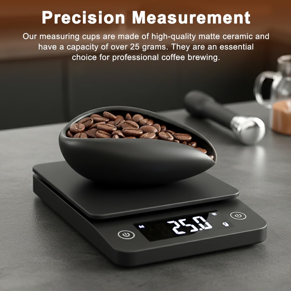 2 Pcs Coffee Bean Dosing Cup (25g) with Spray Bottle Set, Ceramic Espresso Tools for Precise Measuring & Static Control, Perfect for Home & Cafe Use
