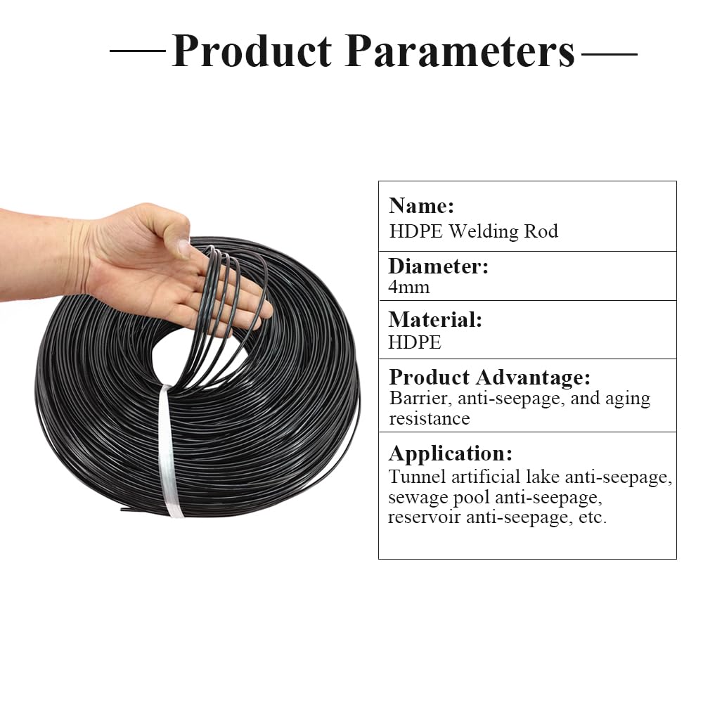 1600W Hand Extrusion Welder Gun Plastic Handheld Extruder Welding Gun PP HDPE LDPE Pipe Welding Machine (Black HDPE Rod)